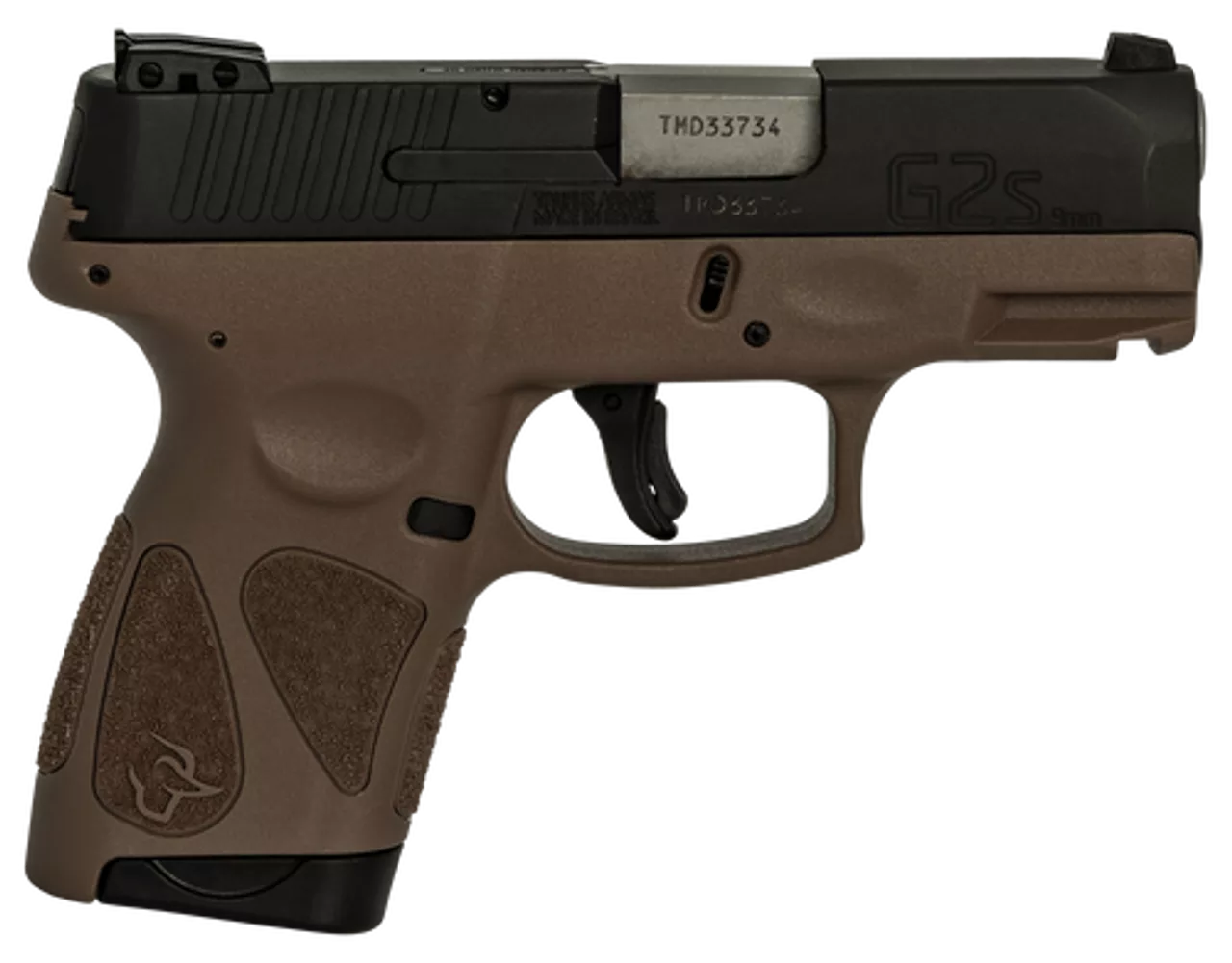 Taurus G2S, 9mm, 3.26″ Barrel, 7rd, Black Slide, Brown