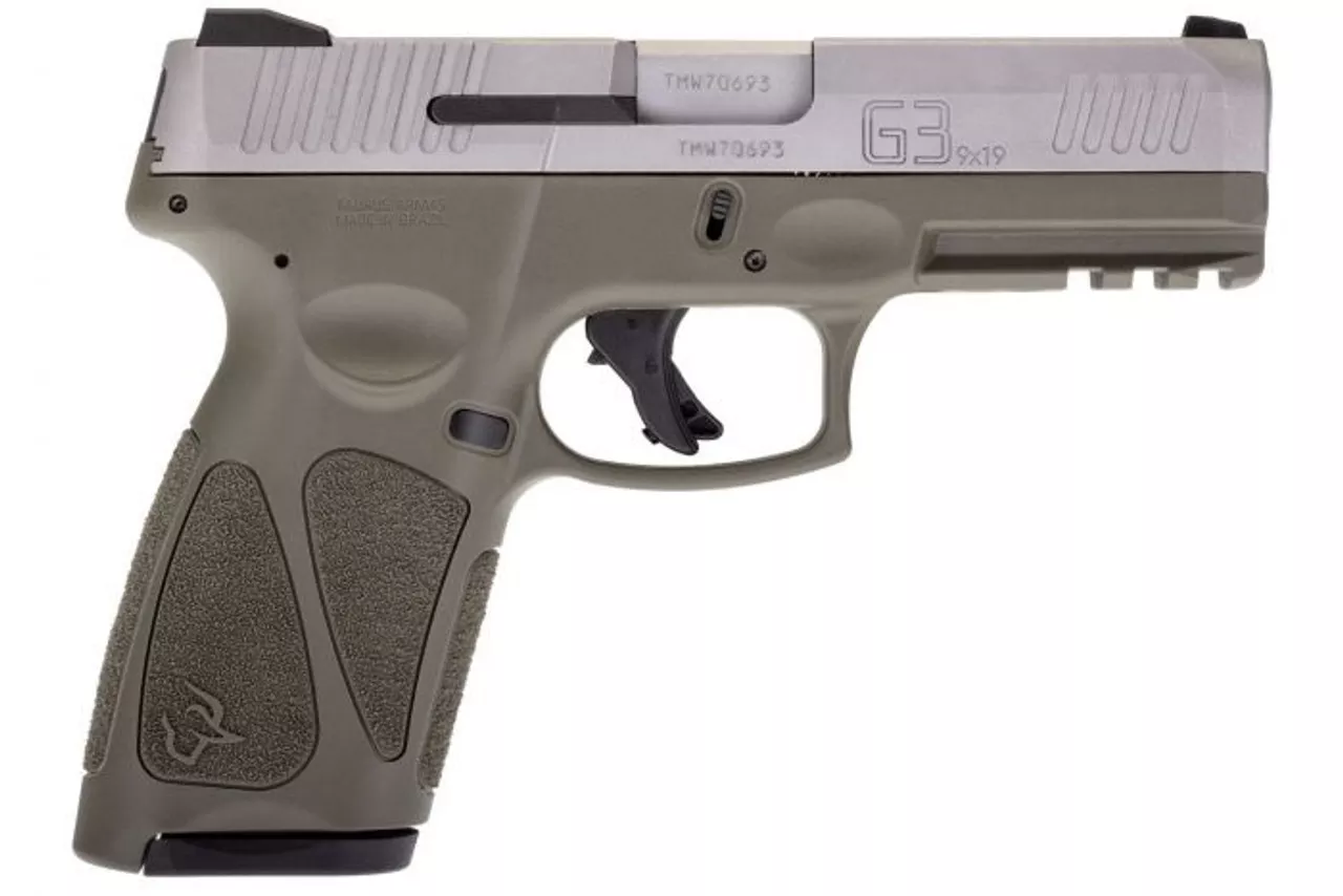 Taurus G3 9mm, 4″ Barrel, Adjustable Sights, Manual Safety, SS/ODG, 15rd