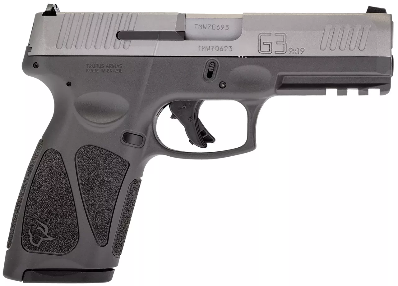 Taurus G3 9mm, 4″ Barrel, Fixed Sights, Manual Thumb Safety, Gray, 2x15rd Magazines