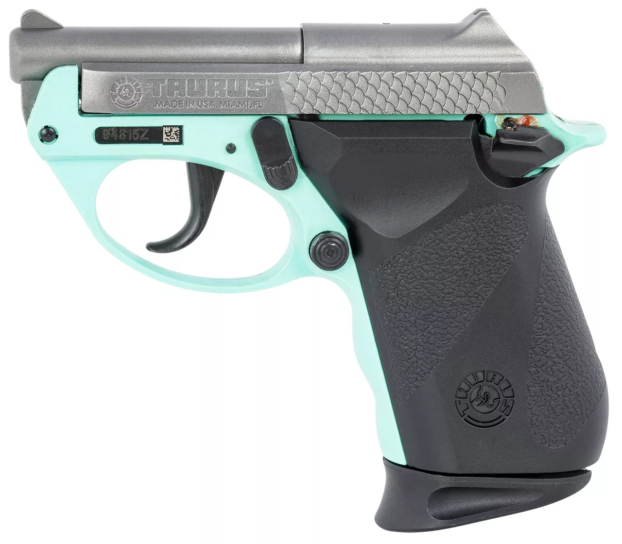 Taurus PT-22 .22 LR, 2.8″ Barrel, SS Barrel/Slide, Cyan Polymer Frame, 8rd