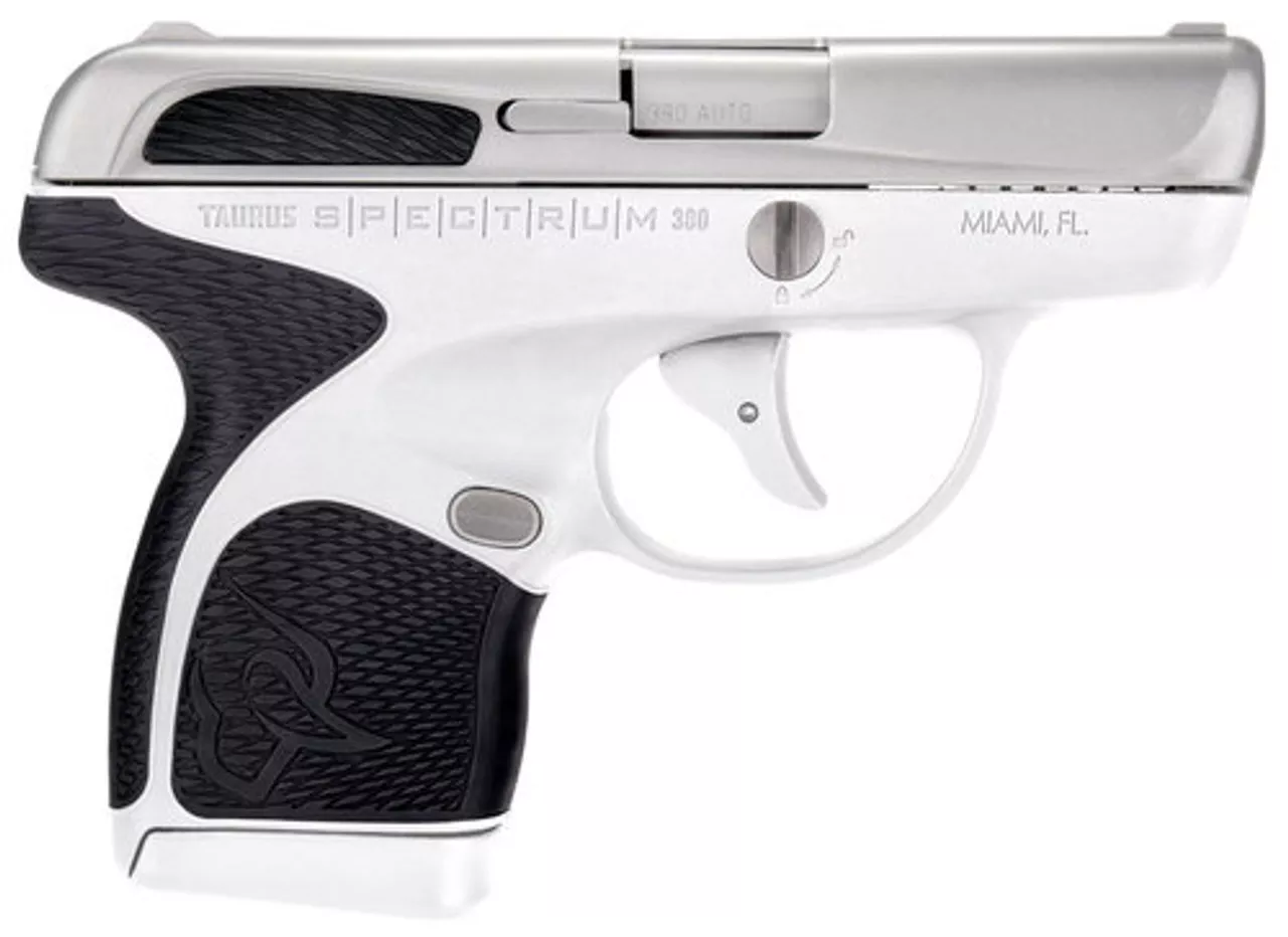 Taurus Spectrum Double 380 ACP 2.8″, /7+1 Black Polymer Grip SS/White, 6 rd