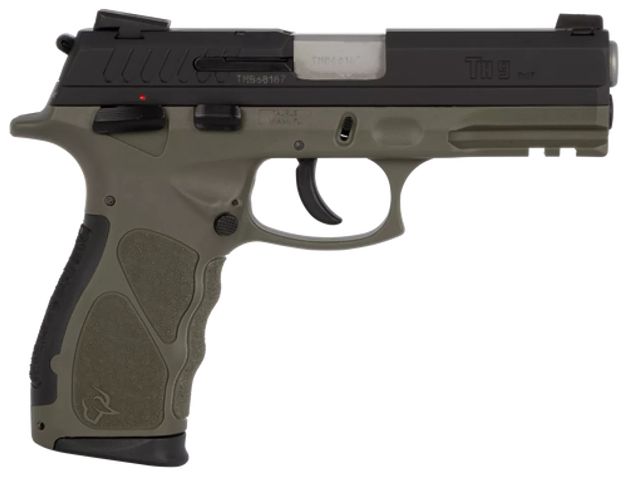 Taurus TH9C 9mm, 3.54″ Barrel, Polymer Frame, Black/OD Green Finish, 17Rd, 2 Magazines