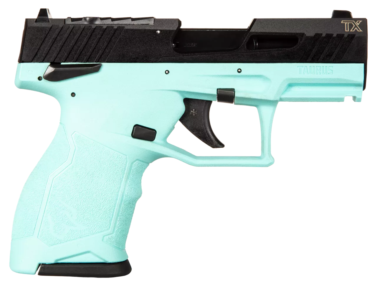 Taurus TX22 22 LR, 3.6″ Threaded Barrel, Cyan Frame, Black Slide, 10rd