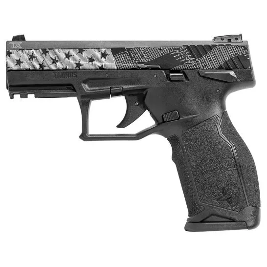 Taurus TX22 Engraved Flag .22 LR Pistol, Black – 1-TX22141-US1