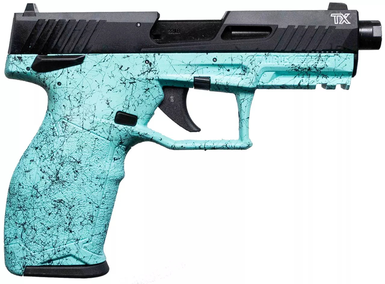 Taurus TX22 Gen 2 22 LR, 4.1″ Threaded Barrel, Cyan Splatter Frame, 22rd