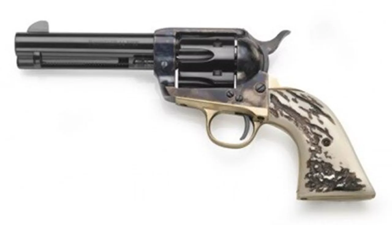 Taylor’s 1873 Cattleman .45 Colt, 4.75″ Barrel, Stag Imitation Grips, Blued, 6rd