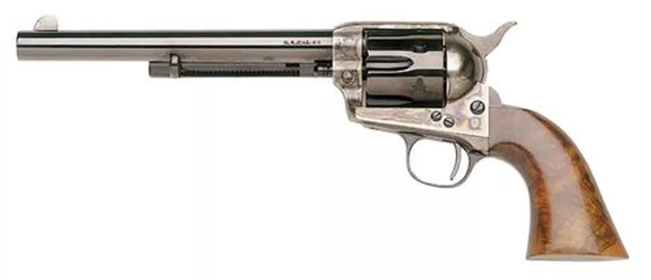 Taylor’s 1873 Single Cattleman 45LC 7.5″ 6rd Case Hardended Frame Blued