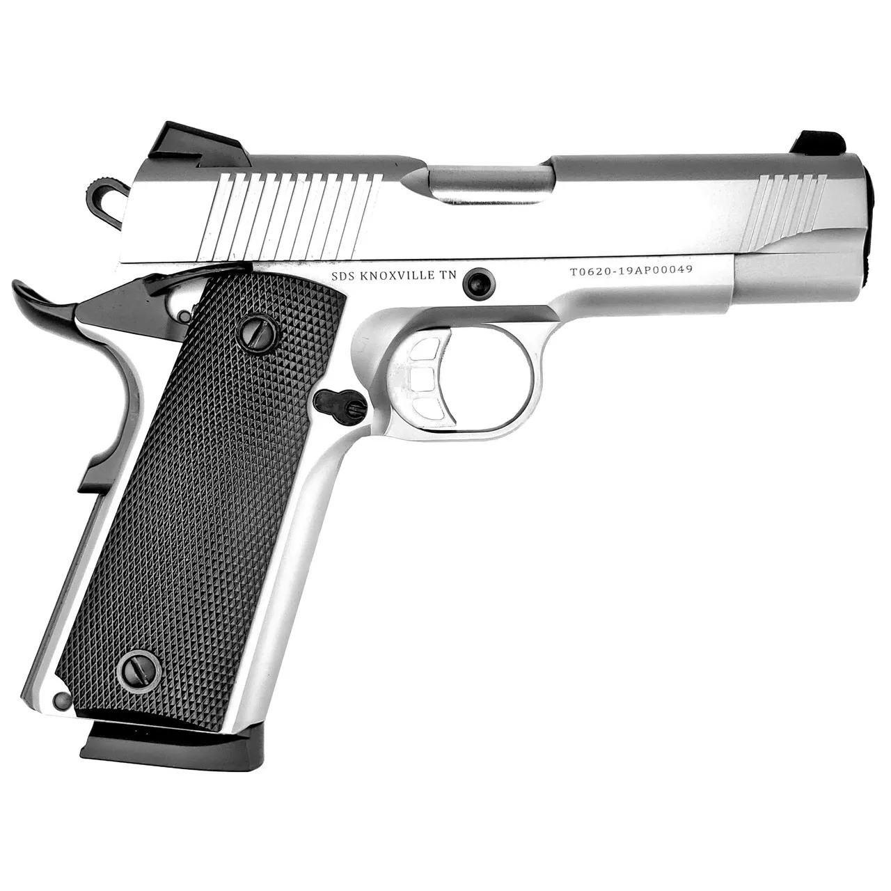 Tisas SS45 1911, 45 ACP, 4.25″ Barrel, Steel Frame, Stainless Finish, Novak Style 3-Dot Sights, 8 Round