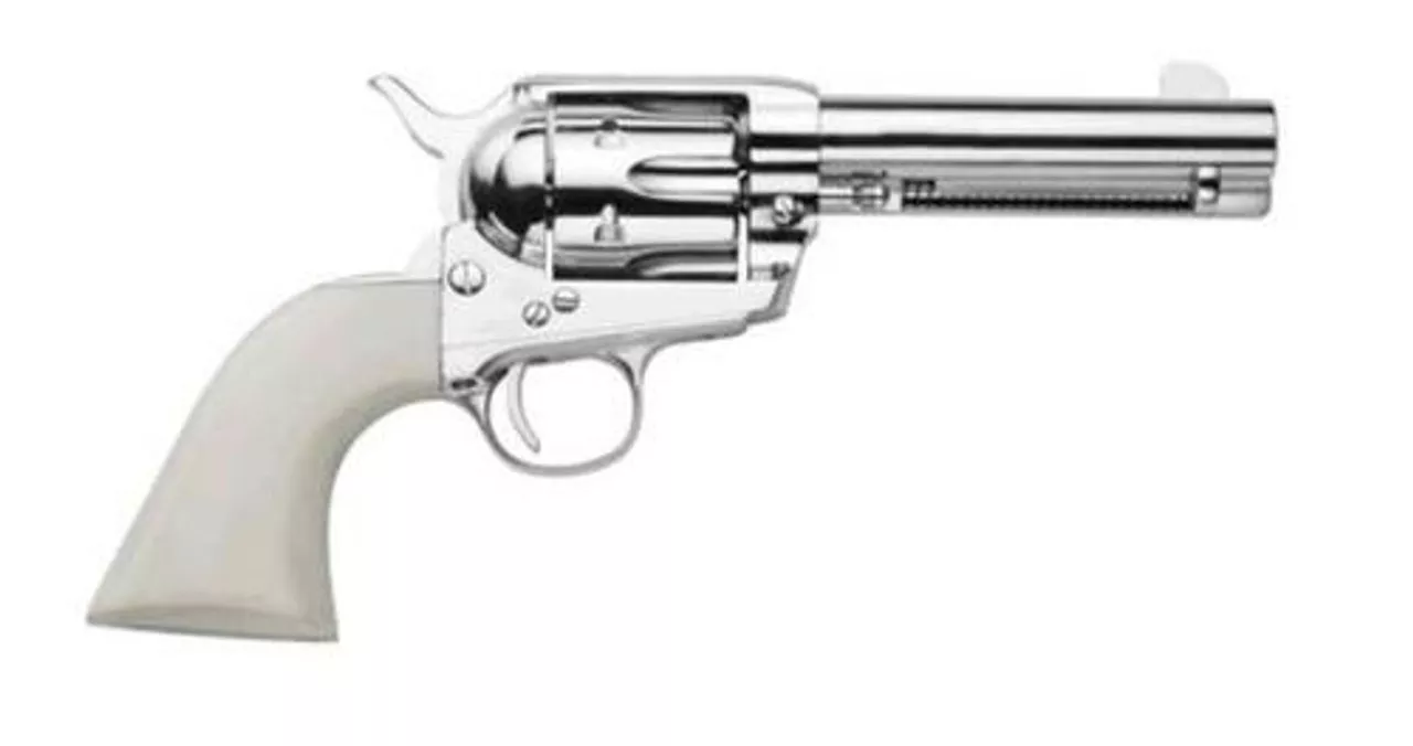 Traditions 1873 Frontier Single Action, .357 Mag/.38 Special, 5.5″, NIckel, White Grips