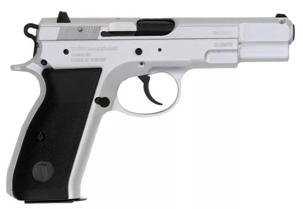 TriStar S-120 Pistol 9mm 4.7″ Barrel, Black Checkered Grips Chrome, 17rd