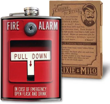 Trixie & Milo Stainless Steel Fire Alarm Flask - Holds 8oz Of Fluid