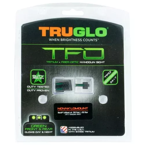 Truglo TG131NT3 Brite-Site TFO 1911 with Novak 260-500 Tritium/Fiber Optic Green Front/Rear Black
