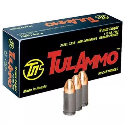 TulAmmo 9MM 115 GR FMJ500 ROUNDS Steel Case