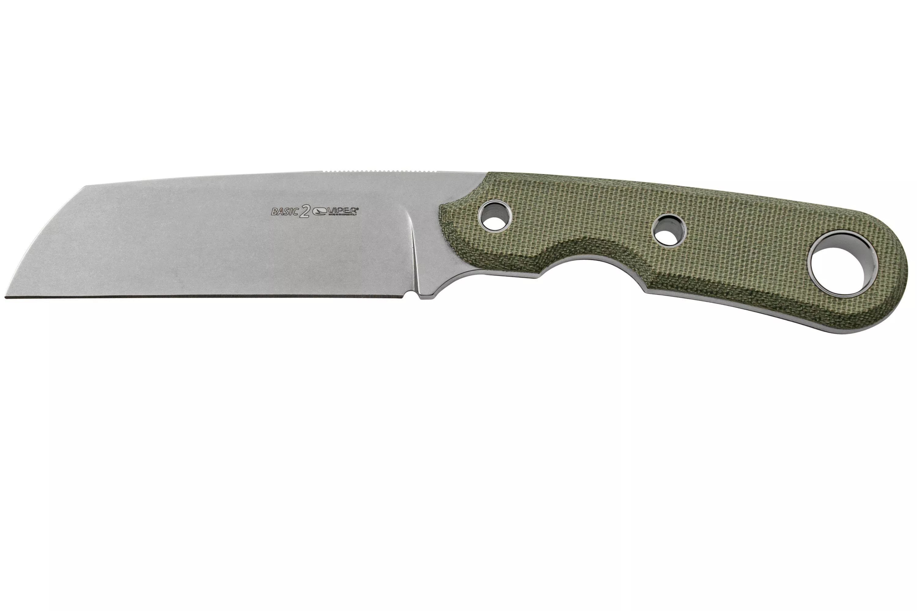 Viper Basic 2 VT4032CG D2 Sheepsfoot Stonewashed, Green Canvas Micarta, fixed knife