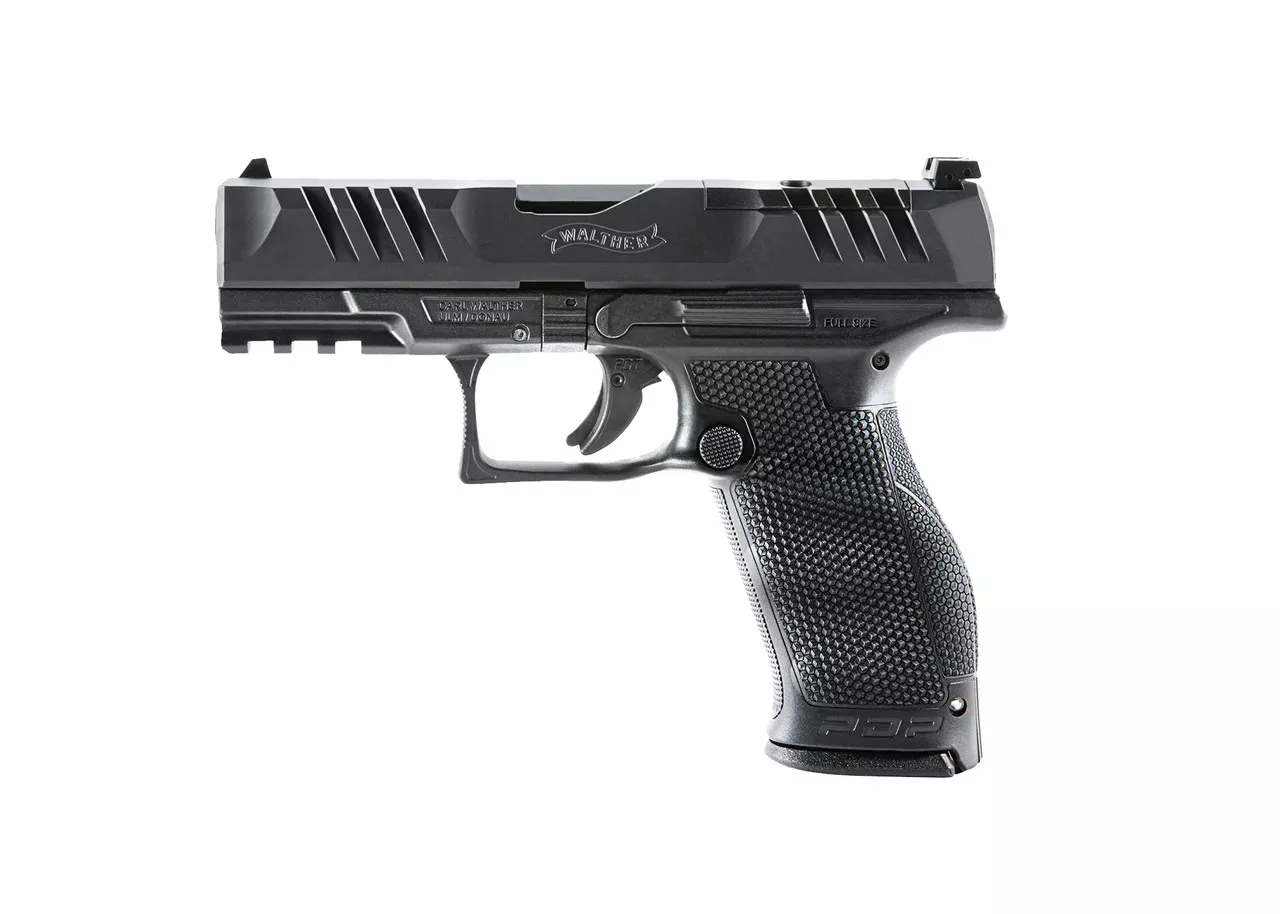 Walther, PDP, Optics Ready, Semi-automatic, Polymer Frame, Striker Fired, Full Size Frame, 9mm, 4″ Barrel, Black, Adjustable Rear Sight, 18Rd