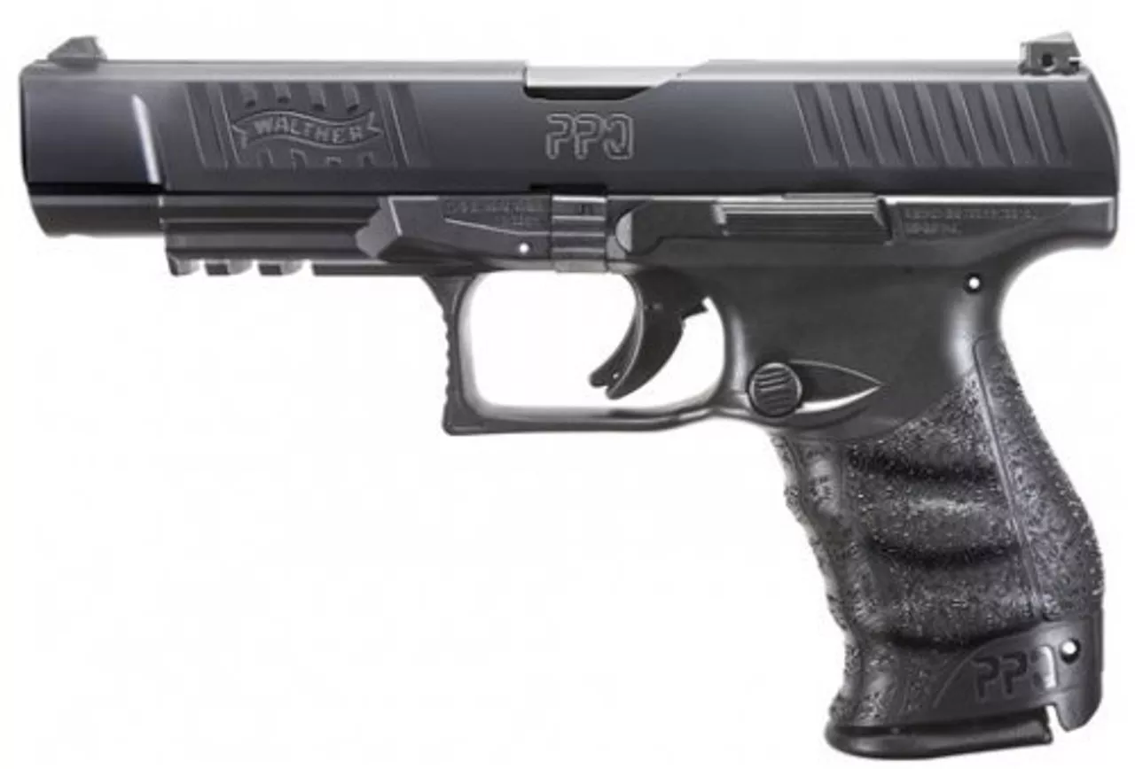 Walther PPQ M2 Double, 9mm, 5″ Barrel, 15rd, Adjustable Sights, Black