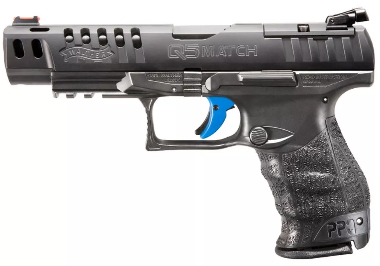 Walther PPQ M2 Q5 Match, 9mm, 5″ Barrel, Black Tenifer Finish, 15Rd, 3 Mags, Optics Ready