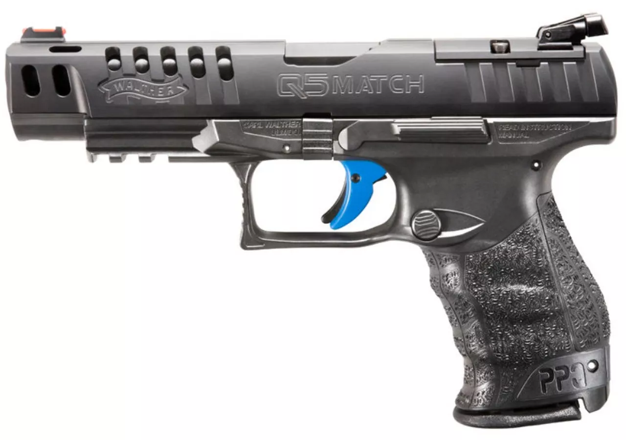 Walther PPQ Q5 Match, 9mm, 5in Barrel, 3x10Rnd Mags, Fiber Sight, Black