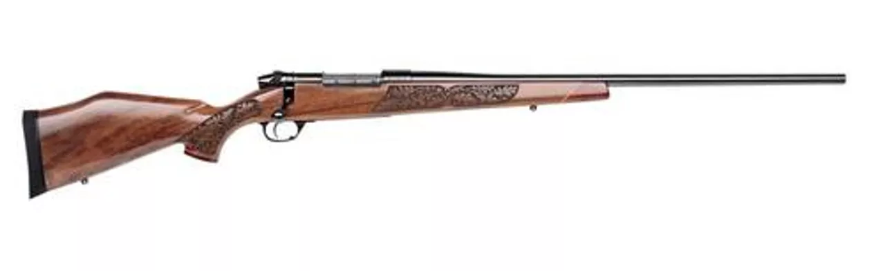 Weatherby Mark V Lazermark, .300 Wby Mag, 26″, Blued, Laser Carved Walnut Stock