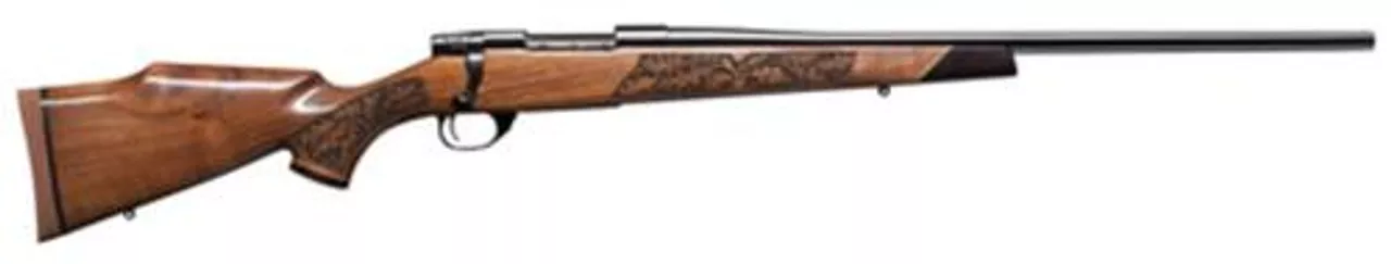 Weatherby Vanguard Lazerguard, .300 Wby Mag, 24″, Blued, Laser Carved Walnut Stock