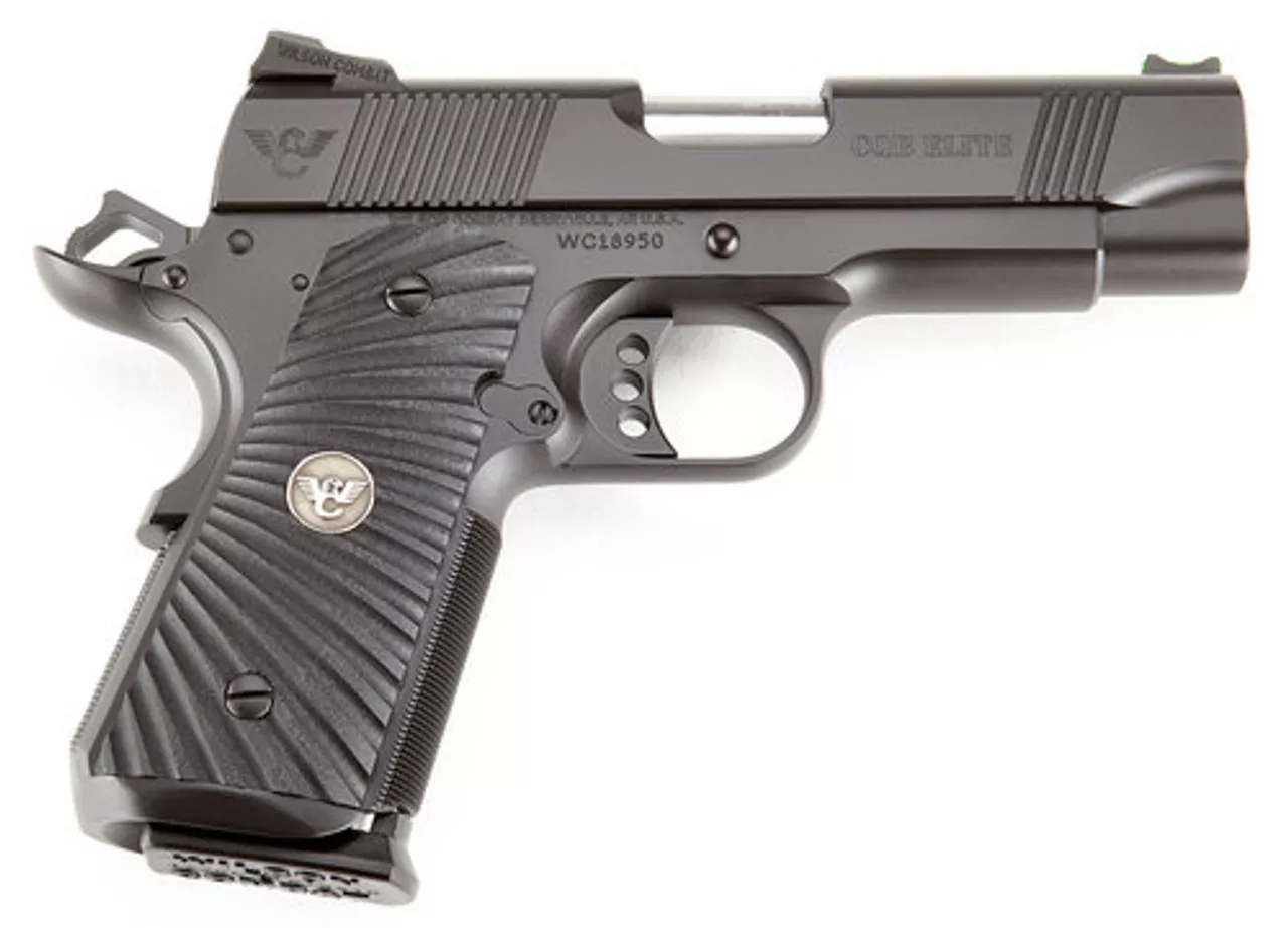 Wilson Combat 1911 CQB Elite Compact 45 ACP, 4″ Barrel, G10 Starburst Grip, Black, 7rd