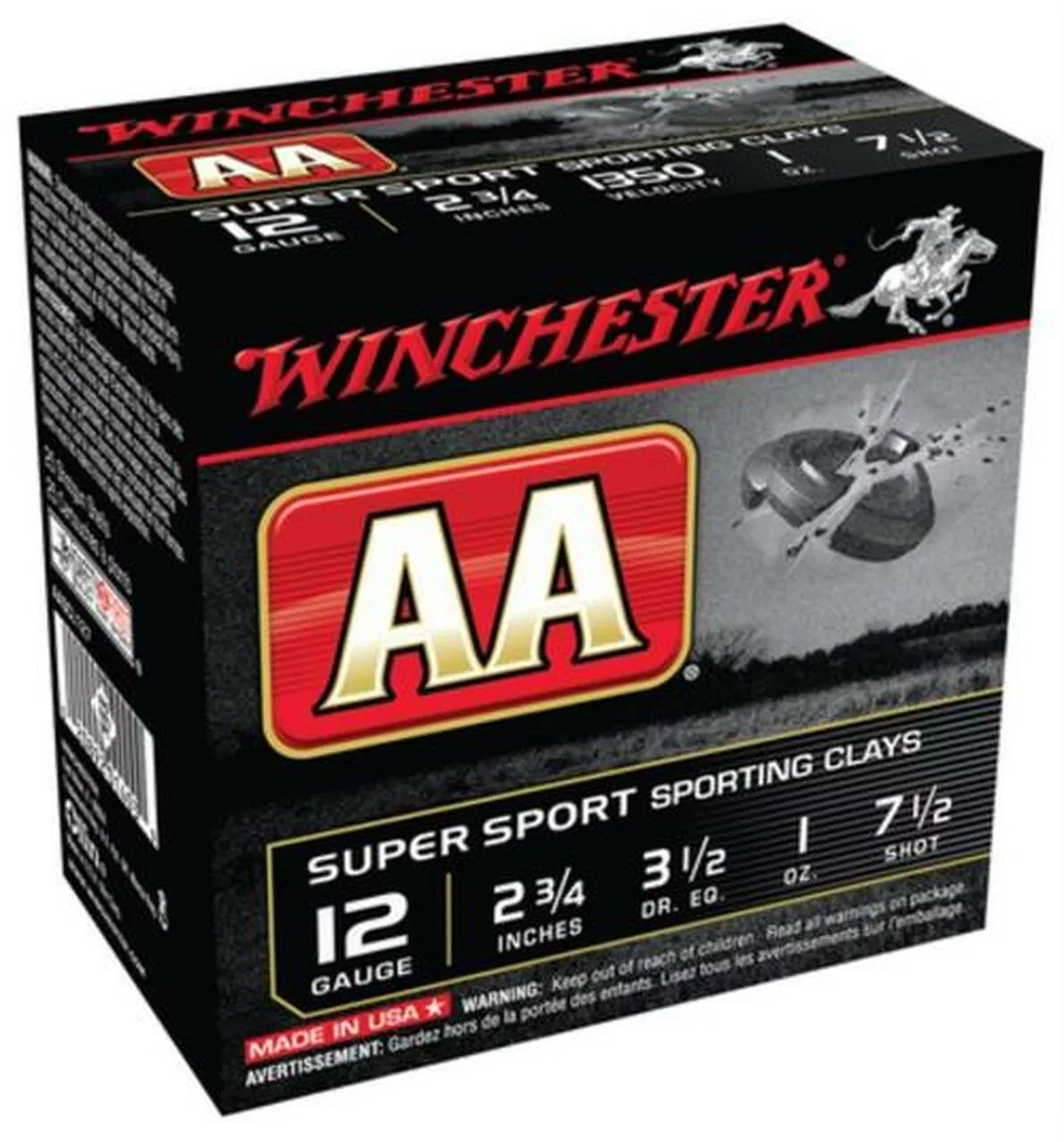 Winchester AA Super-Sport 12ga, 2.75″, 1350 FPS, 1 oz, 7.5 Shot, 25rd Box