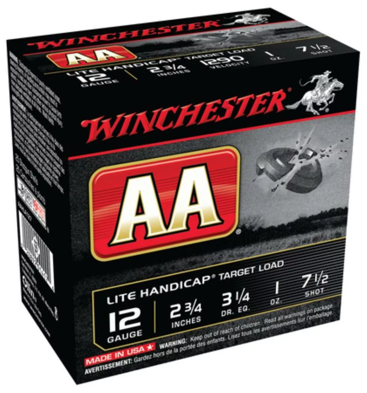 Winchester AA Wads Lite Handicap 12 Ga, 2.75″, 1290 FPS, 1oz, 7.5 Shot, 250rd/Case (10 Boxes of 25rd)