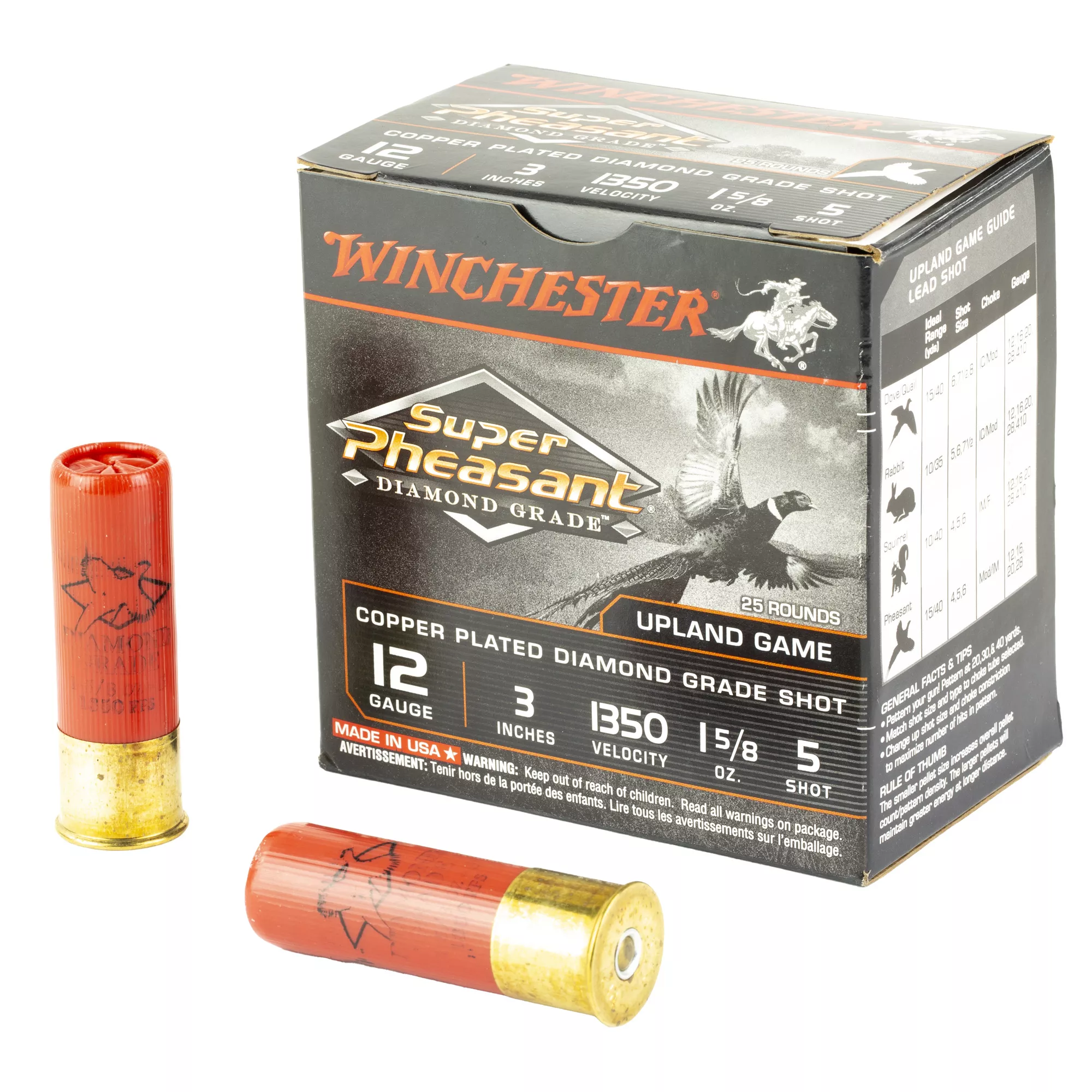 Winchester Ammo SPDG1235 Super Pheasant Diamond Grade 12Gauge 3” 1 5/8oz 5Shot 25 Per Box/10 Case