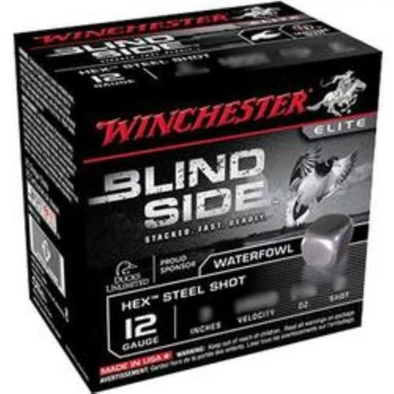 Winchester Blind Side 12 Ga, 3″, Hex Steel Shot 1-1/8 oz, 25rd/Box