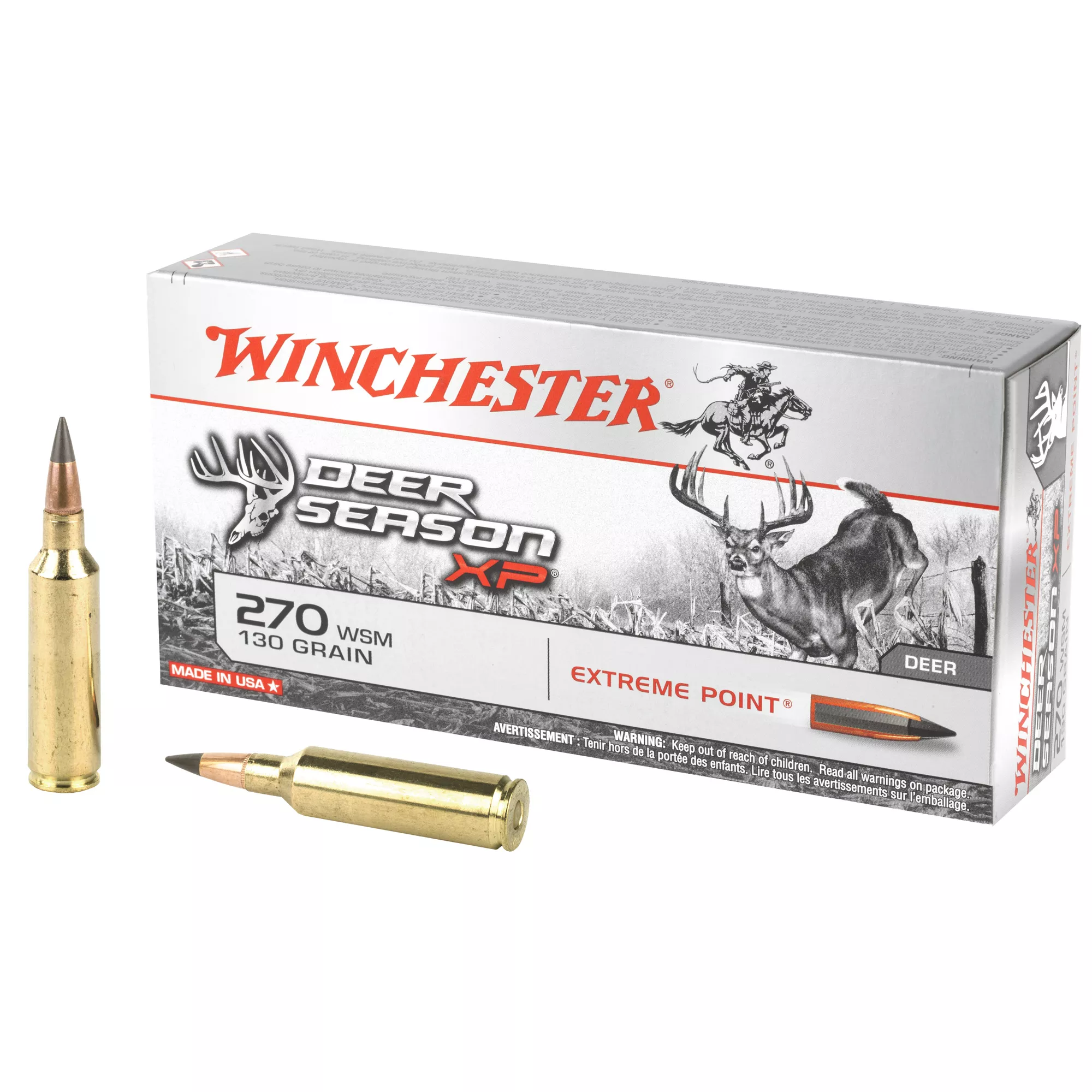 Winchester Deer Season XP 270 WSM 130 grain Extreme Point Box of 20 Rounds X270SDS