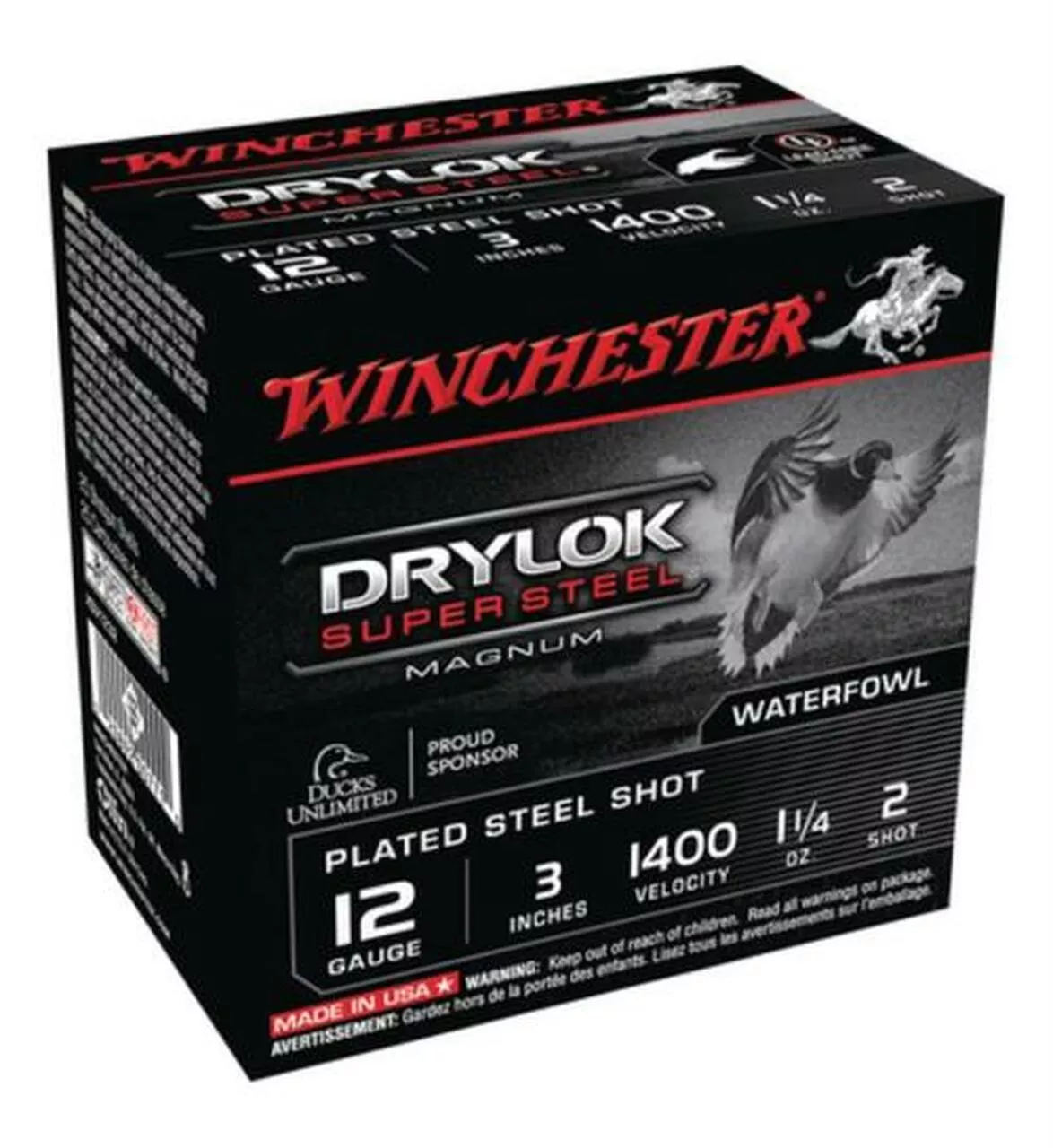 Winchester Super-X Drylok Steel NT Mag Loads 12ga 3″ 1-1/4oz 2Shot 25rd/Box