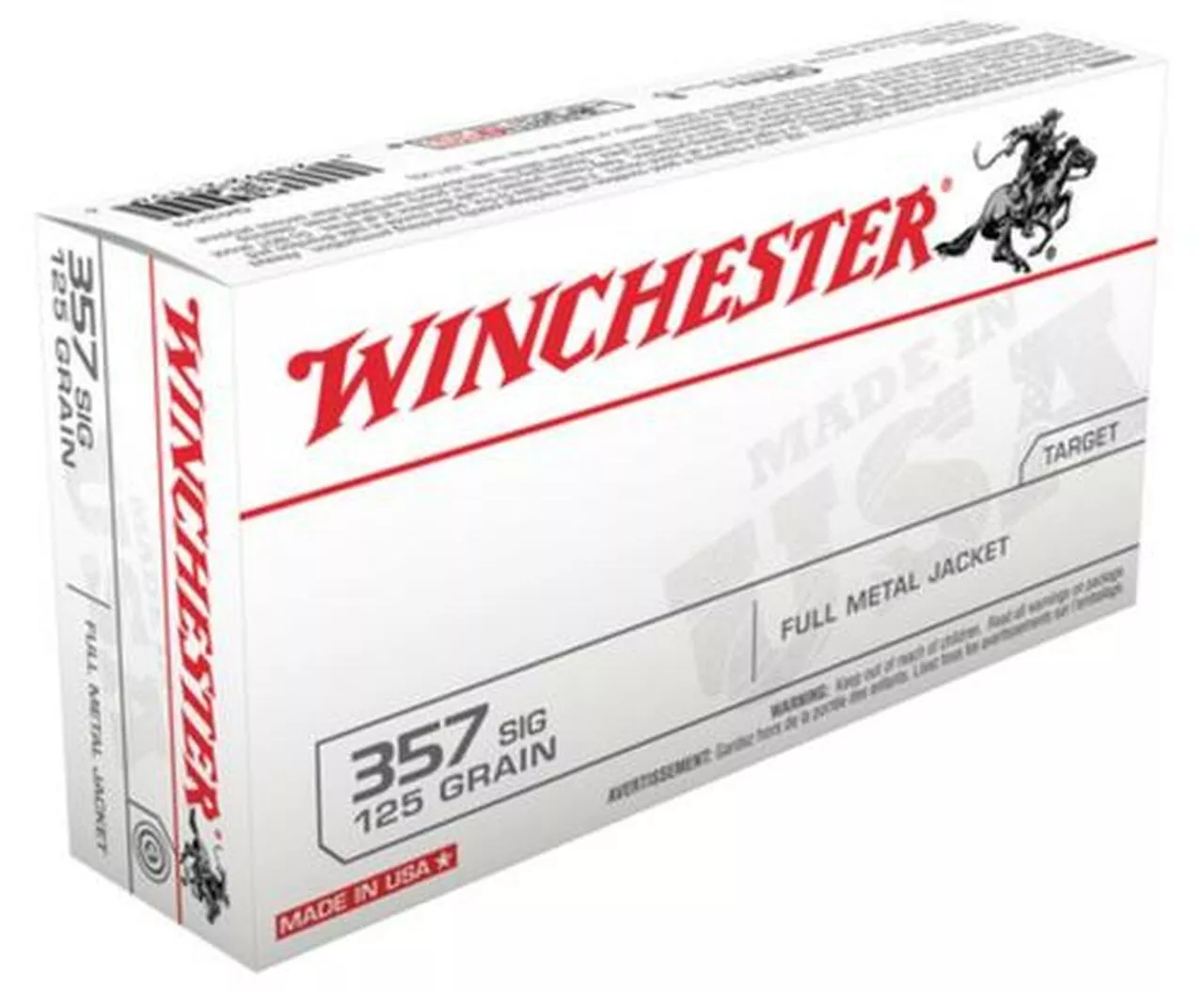 Winchester USA 357 Sig Sauer Full Metal Jacket 125gr, 50rd Box