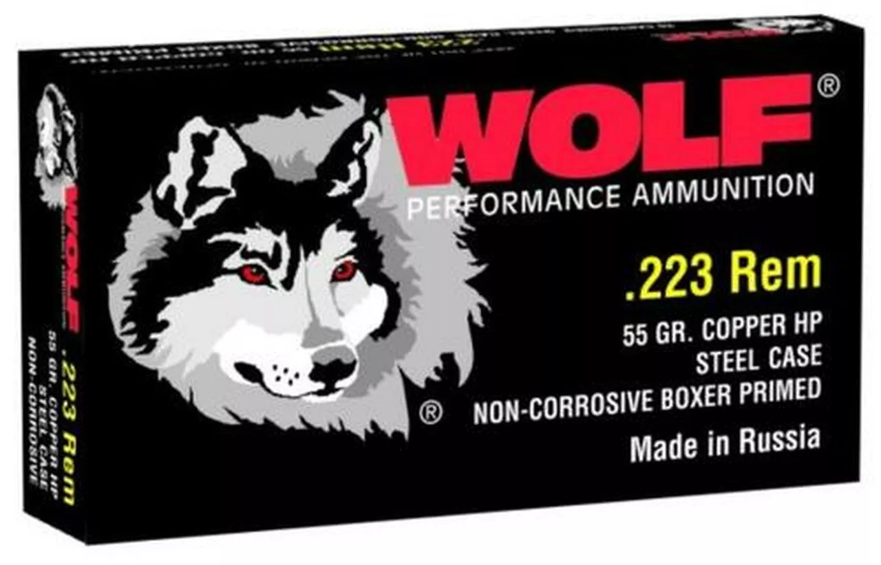 Wolf .223 Rem/5.56mm 55 Gr, Bimetal Jacket, Steel Case, 500rd/Box