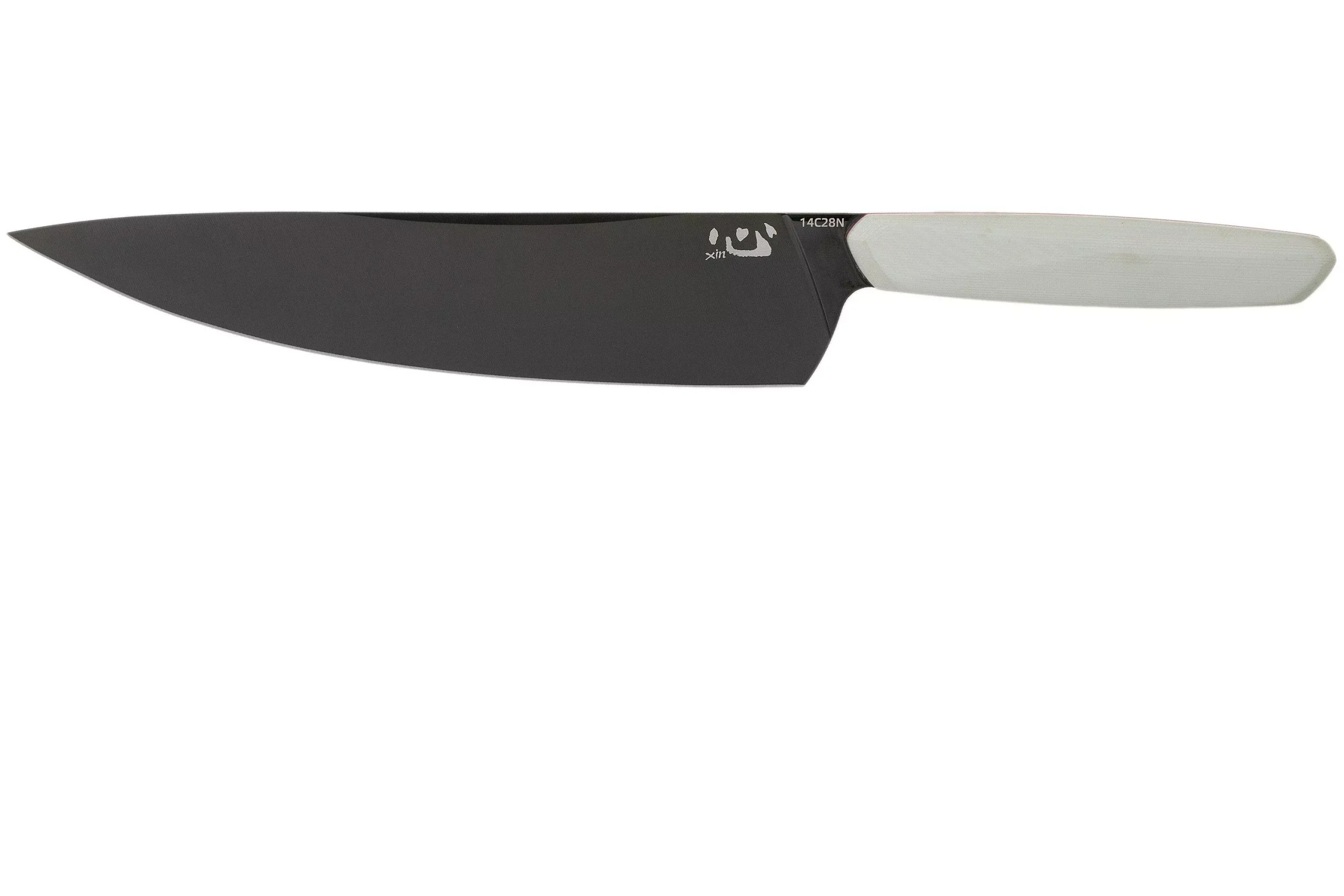 Xin Cutlery XinCore XC125 White G10, Red Liners, Black TiN Coating, chef’s knife 21.5 cm