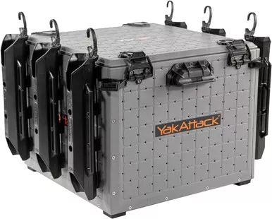 YakAttack BlackPak Pro 16" x 16" Fishing Crate W/ 6 Rod Holders Grey USED