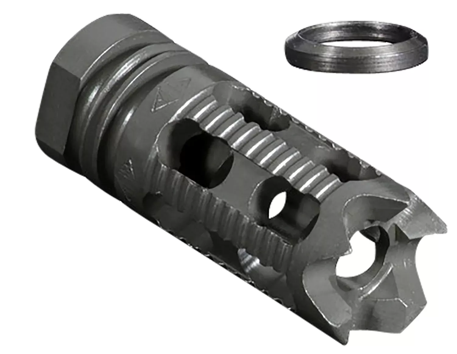 Yankee Hill 285M1 5-Port Comp/Brake Aggressive End Steel 1/2"-28 tpi 2.25" OAL 5.56mm