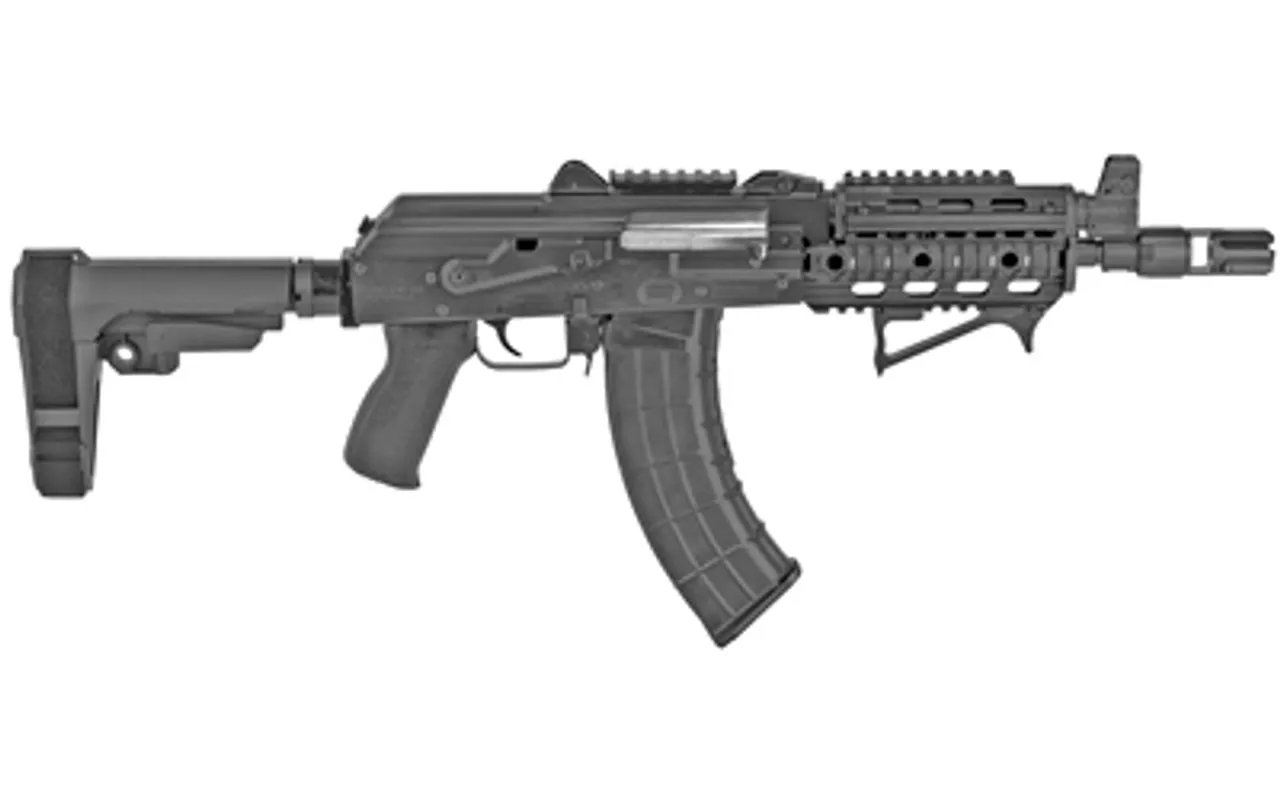 Zastava ZPAP92 7.62X39mm Pistol, 10″ Barrel, SBA3, Quad Rail, Black, 30rd
